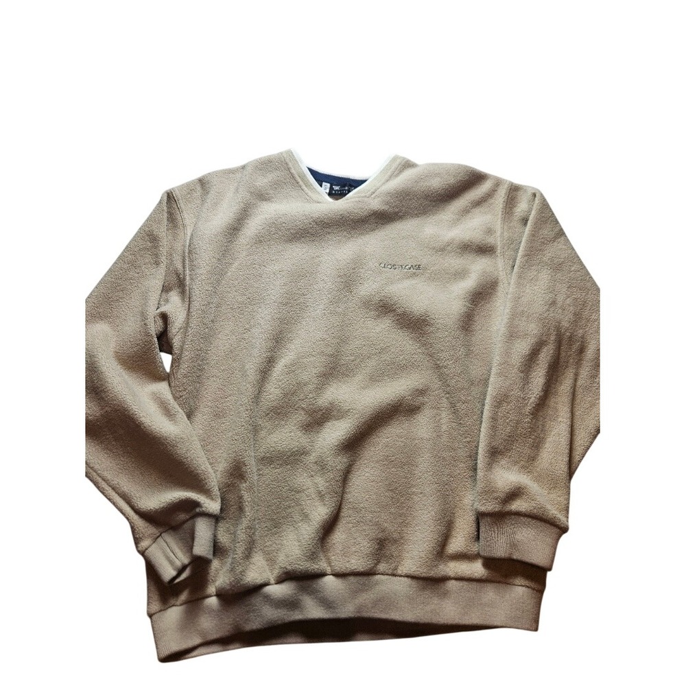 Clos Pegase Second Skin Hydrashield Fleece Pullover Tan V-Neck Sweatshirt Large